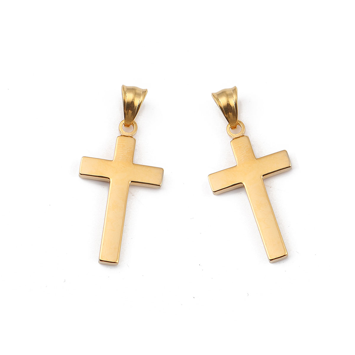 Image de Pendentifs en 316L Acier Inoxydable Religieux Croix Plaqué Or 18K 44mm x 20mm , 1 Pièce