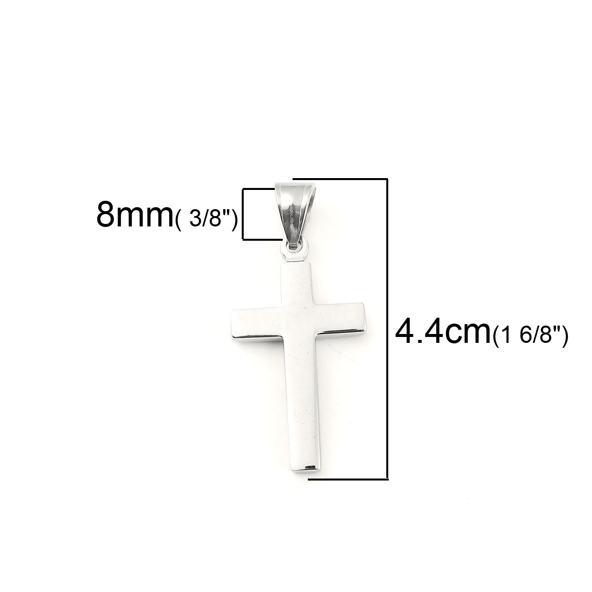 Picture of 316L Stainless Steel Pendants Cross Silver Tone 44mm(1 6/8") x 20mm( 6/8"), 1 Piece”