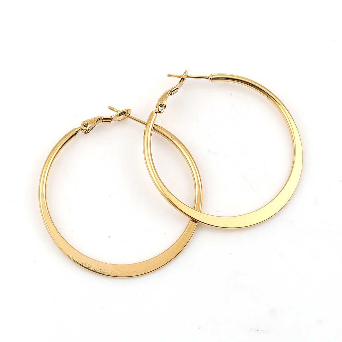 Picture of 316 Stainless Steel Hoop Earrings Gold Plated Round 40mm(1 5/8") Dia., Post/ Wire Size: (20 gauge), 1 Pair”