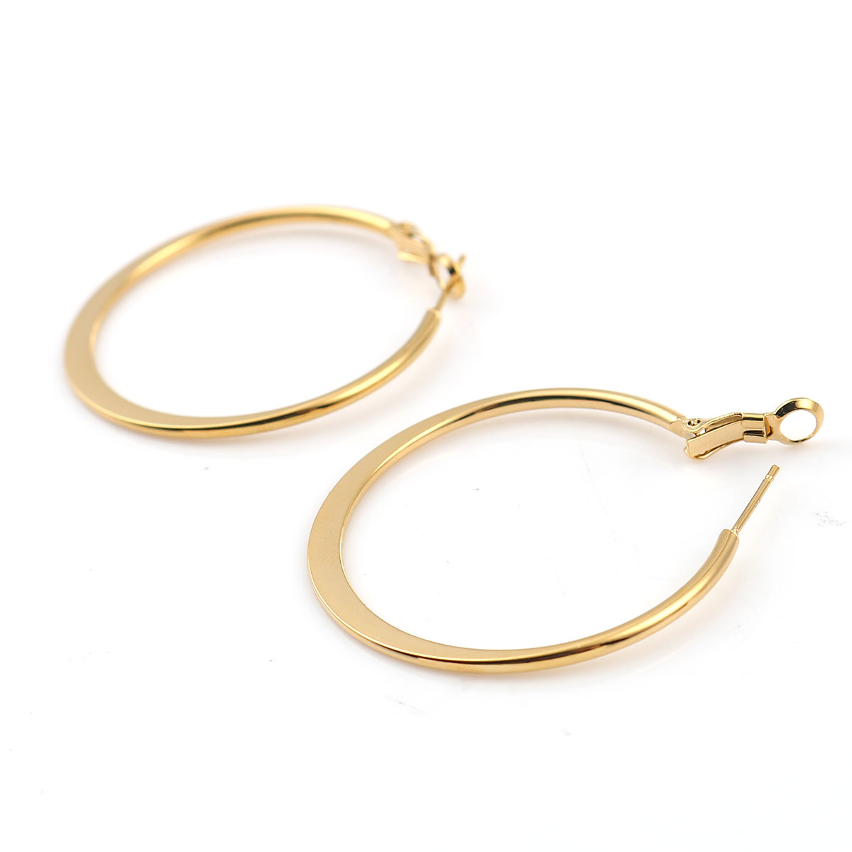 Picture of 316 Stainless Steel Hoop Earrings Gold Plated Round 40mm(1 5/8") Dia., Post/ Wire Size: (20 gauge), 1 Pair”