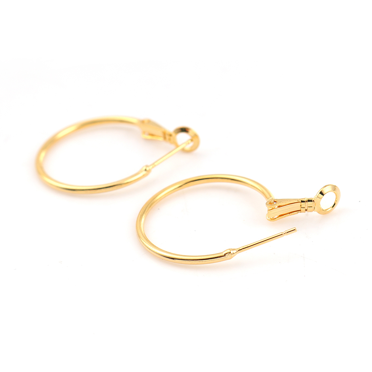 Bild von Messing Ohrreifen 18K Echtgold plattiert Rund 31mm x 25mm, Drahtstärke: (20 gauge), 280 Stück