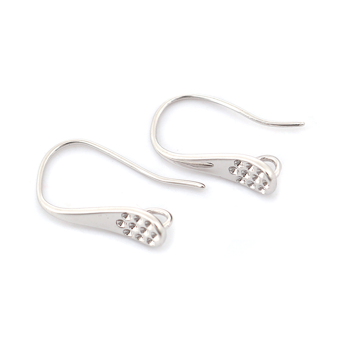 Bild von Messing Ohrhaken-Ohrringe für DIY-Schmuckherstellungszubehör Echt Platin plattiert Message " Mit Öse " 18mm x 10mm, Drahtstärke: (21 gauge), 4 Stück
