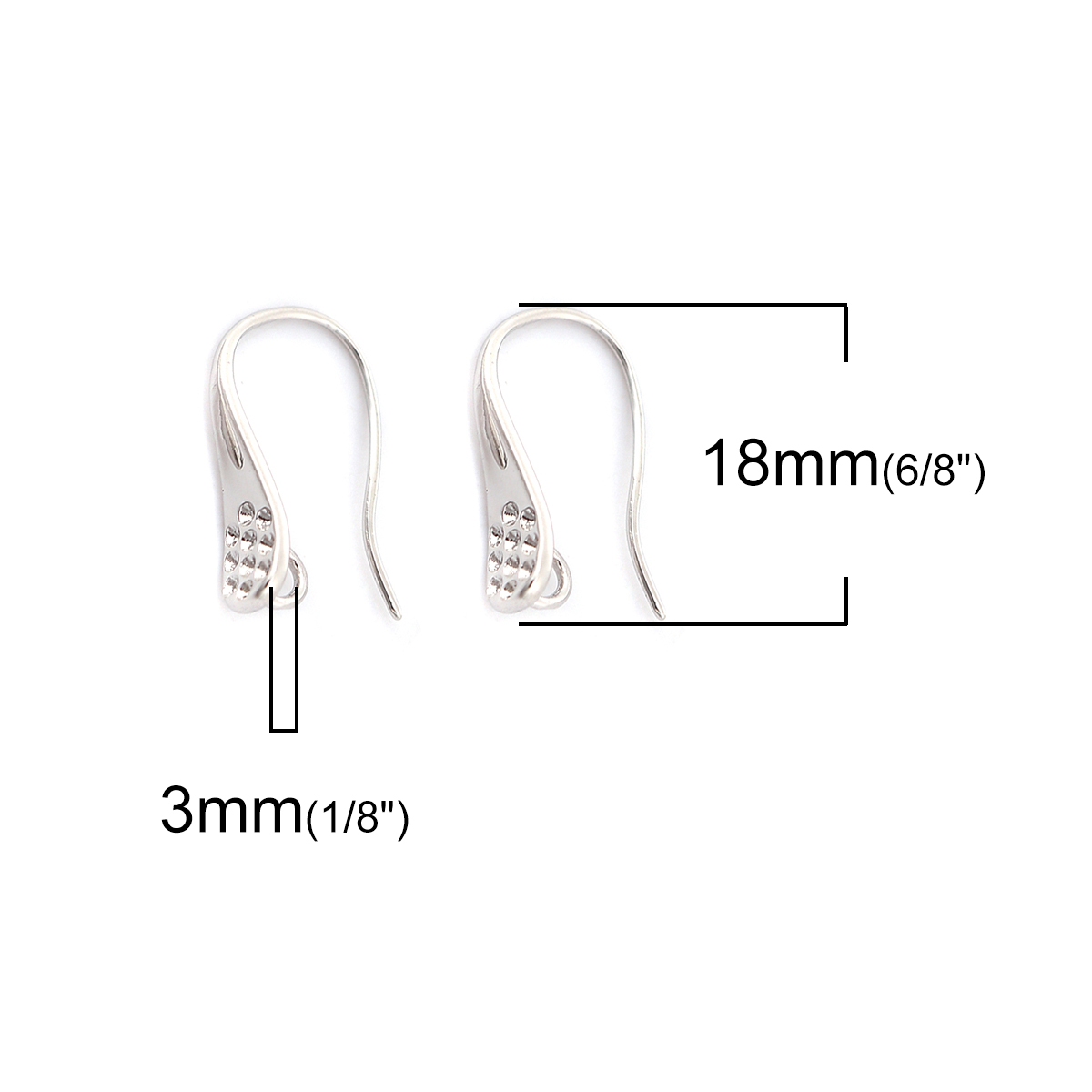 Bild von Messing Ohrhaken-Ohrringe für DIY-Schmuckherstellungszubehör Echt Platin plattiert Message " Mit Öse " 18mm x 10mm, Drahtstärke: (21 gauge), 4 Stück