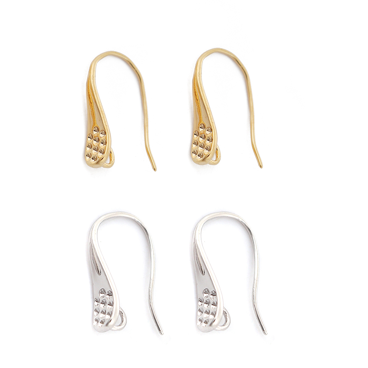 Picture of Brass Ear Wire Hooks Earring Findings 18K Real Gold Plated W/ Loop 17mm( 5/8") x 10mm( 3/8"), Post/ Wire Size: (21 gauge), 4 PCs