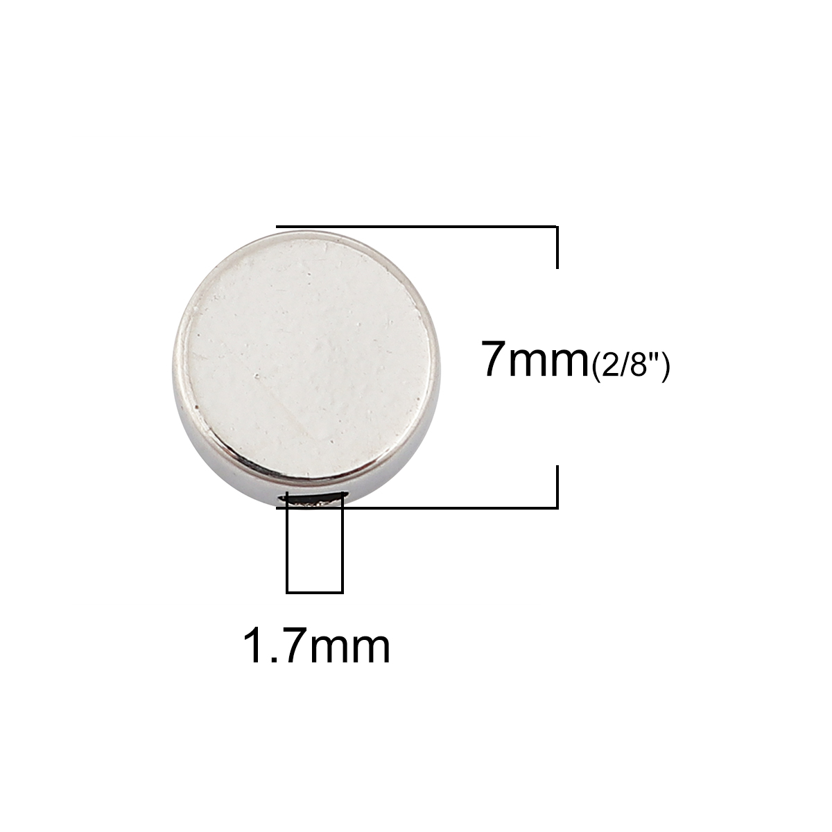 Picture of Brass Beads For DIY Jewelry Making Real Platinum Plated Round About 7mm Dia., Hole: Approx 1.7mm, 5 PCs
