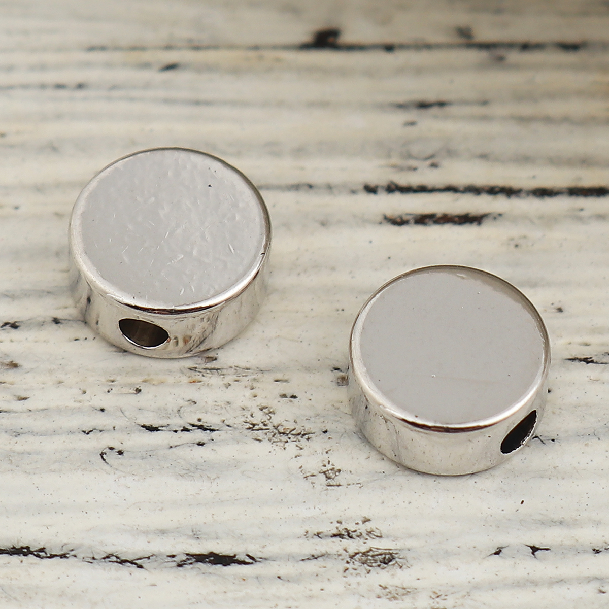 Picture of Brass Beads For DIY Jewelry Making Real Platinum Plated Round About 7mm Dia., Hole: Approx 1.7mm, 5 PCs