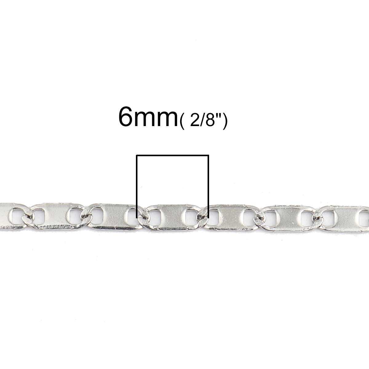 Picture of 304 Stainless Steel Link Chain Necklace Oval Silver Tone 50cm(19 5/8") long, Chain Size: 6x2mm( 2/8" x 1/8"), 3 PCs