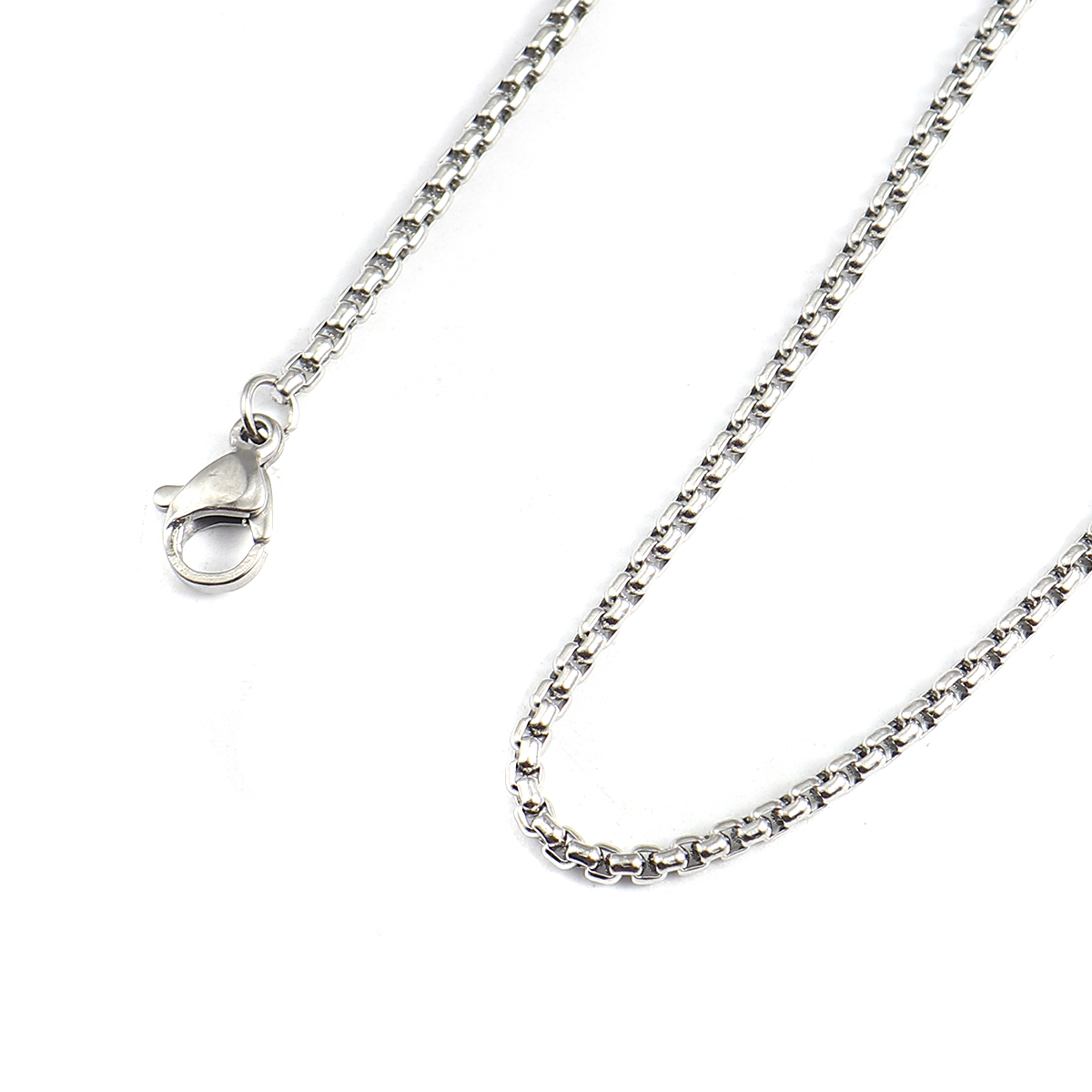 Picture of 304 Stainless Steel Lantern Chain Necklace Silver Tone 59cm(23 2/8") long, Chain Size: 2mm( 1/8"), 2 PCs