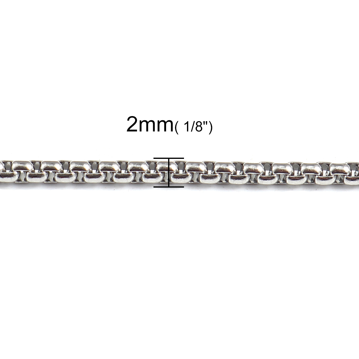Picture of 304 Stainless Steel Lantern Chain Necklace Silver Tone 59cm(23 2/8") long, Chain Size: 2mm( 1/8"), 2 PCs