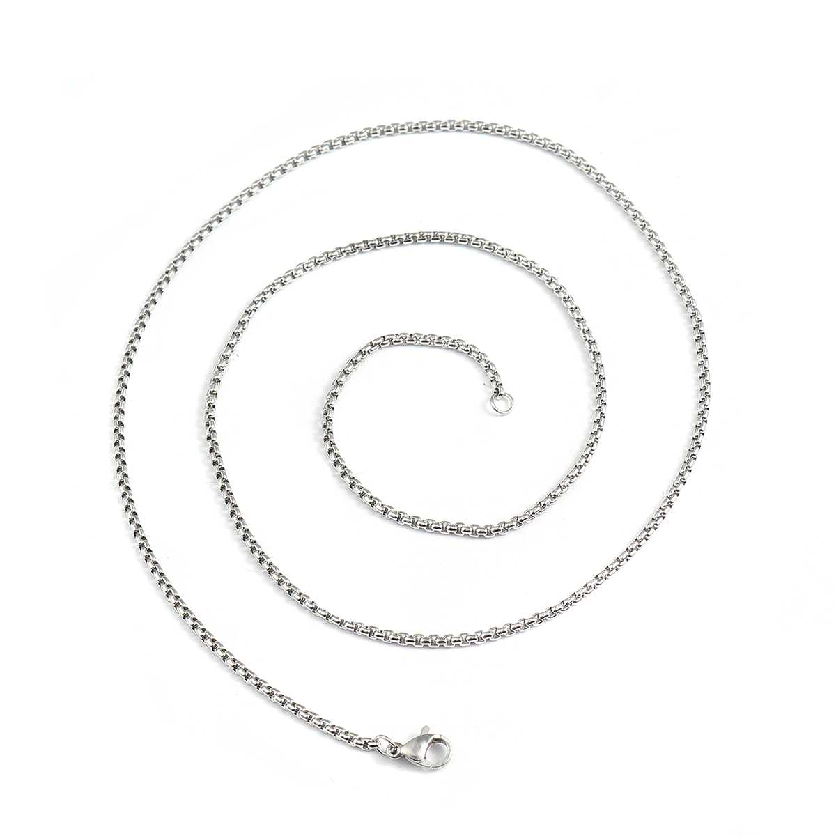 Picture of 304 Stainless Steel Lantern Chain Necklace Silver Tone 59cm(23 2/8") long, Chain Size: 2mm( 1/8"), 2 PCs