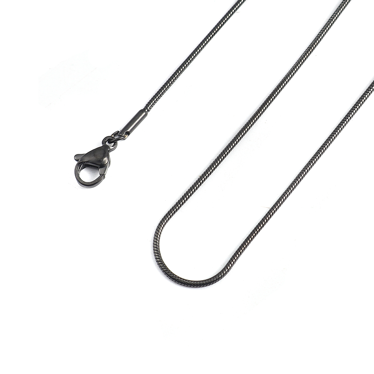 Picture of 1 Piece Vacuum Plating 304 Stainless Steel Snake Chain Necklace For DIY Jewelry Making Black 45cm(17 6/8") long, Chain Size: 1.2mm