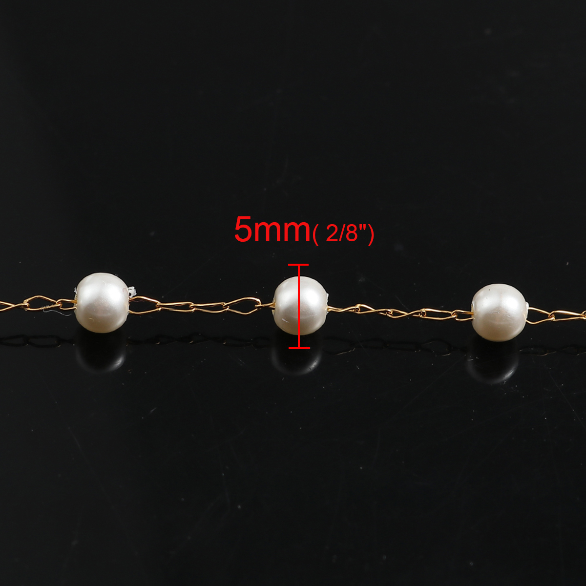 Immagine di 1 Pz Placcatura Sottovuoto 304 Acciaio Inossidabile Catena Collana Oro Placcato Bianco Perla Imitato Acrilico 74cm Lunghezza, Dimensione della Catena 5mm