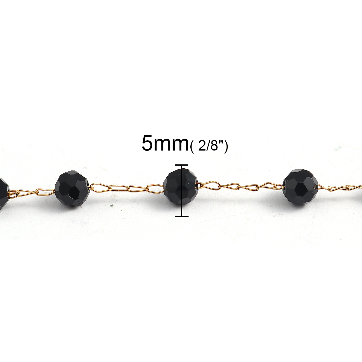 Picture of 1 Piece Vacuum Plating 304 Stainless Steel Link Chain Necklace For DIY Jewelry Making Gold Plated Black Faceted 74cm(29 1/8") long, Chain Size: 5mm