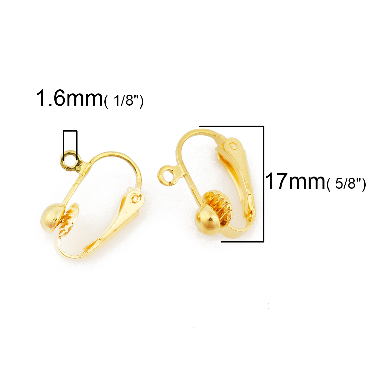 Picture of Brass Lever Back Clips Earrings Gold Plated W/ Loop 17mm( 5/8") x 14mm( 4/8"), 20 PCs