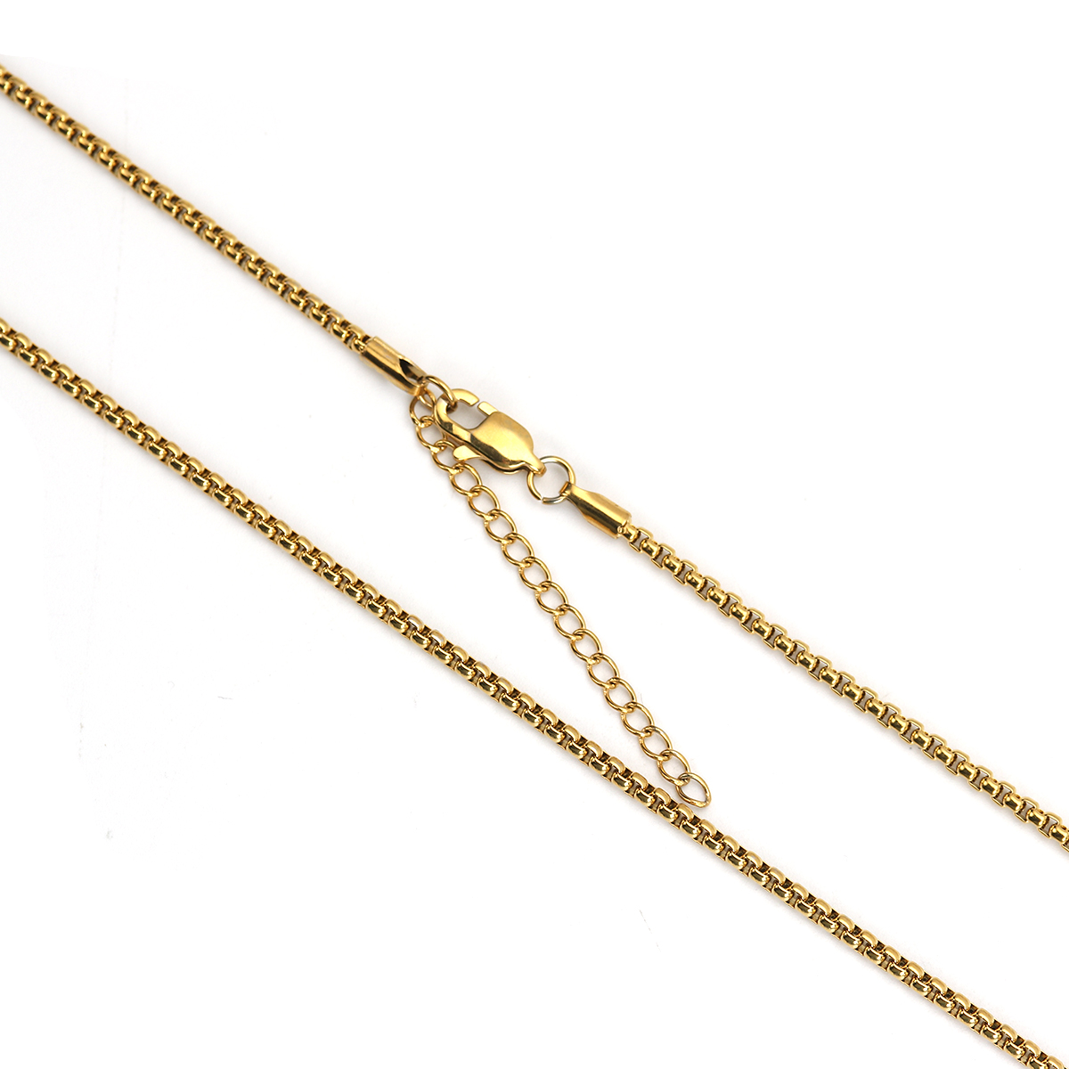 Picture of Stainless Steel Box Chain Necklace Gold Plated 61cm(24") long, Chain Size: 2.5x2.5mm( 1/8" x 1/8"), 1 Piece