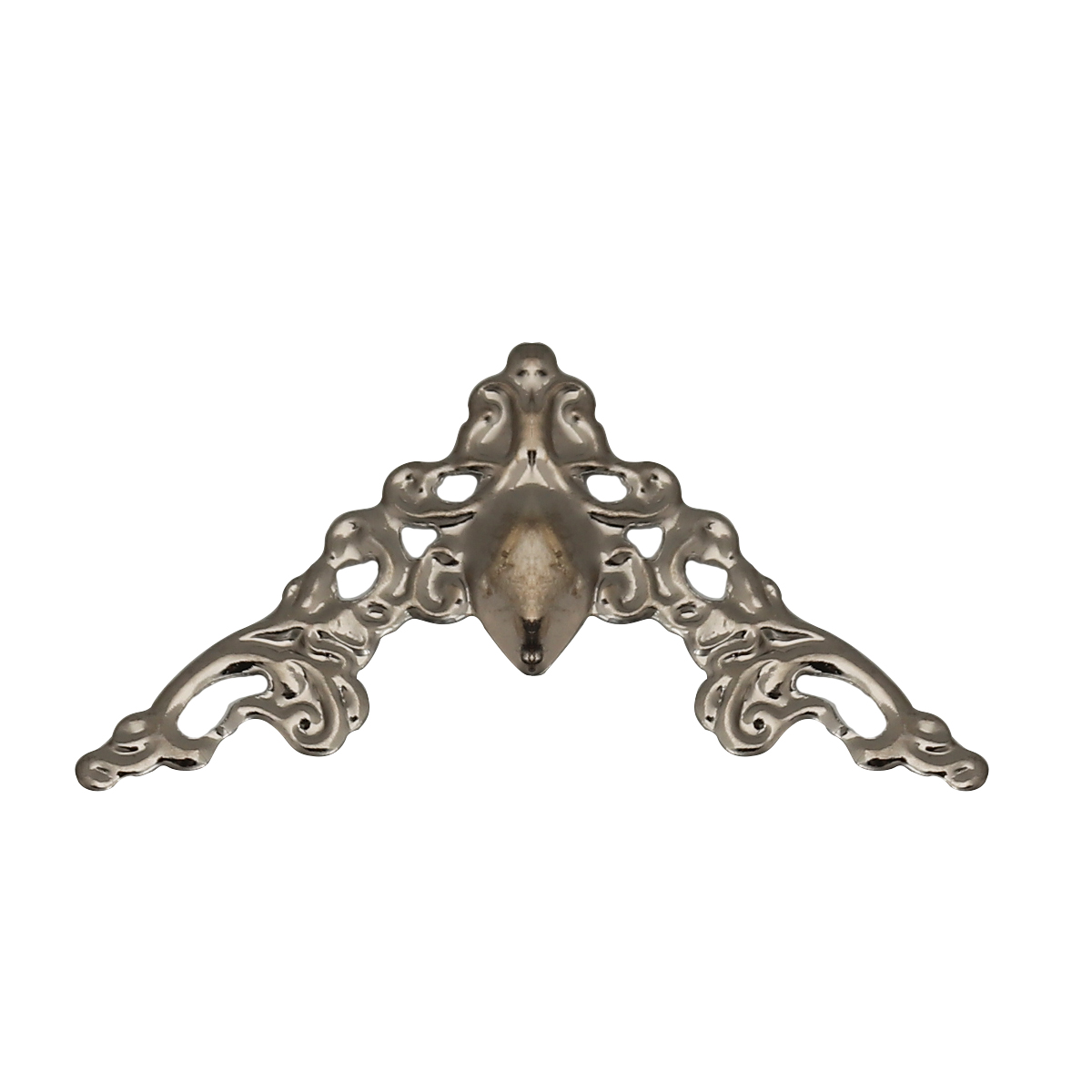 Immagine di Lega di Ferro Filigree Stamping Cabochon per Abbellimento Triangolo Pistola Nera Pianta Rampicante Disegno 31mm x 16mm, 30 Pz