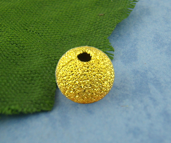 Bild von Messing Sternenstaub Spacer Perlen Rund Vergoldet Matt ca. 6mm D., Loch:ca. 1.8mm, 150 Stück