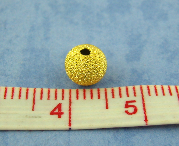 Bild von Messing Sternenstaub Spacer Perlen Rund Vergoldet Matt ca. 6mm D., Loch:ca. 1.8mm, 150 Stück