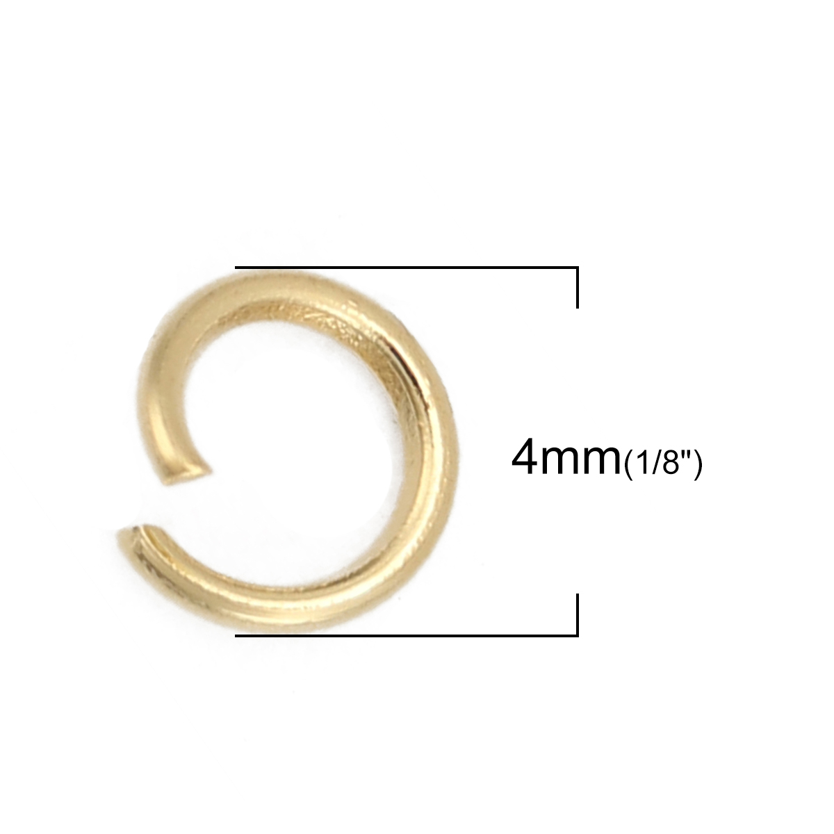 Bild von 200 Stück 4mm D., 0.6mm(23 Gauge) 304 Edelstahl Offen Sprungringe für die Schmuckherstellung Vergoldet Rund