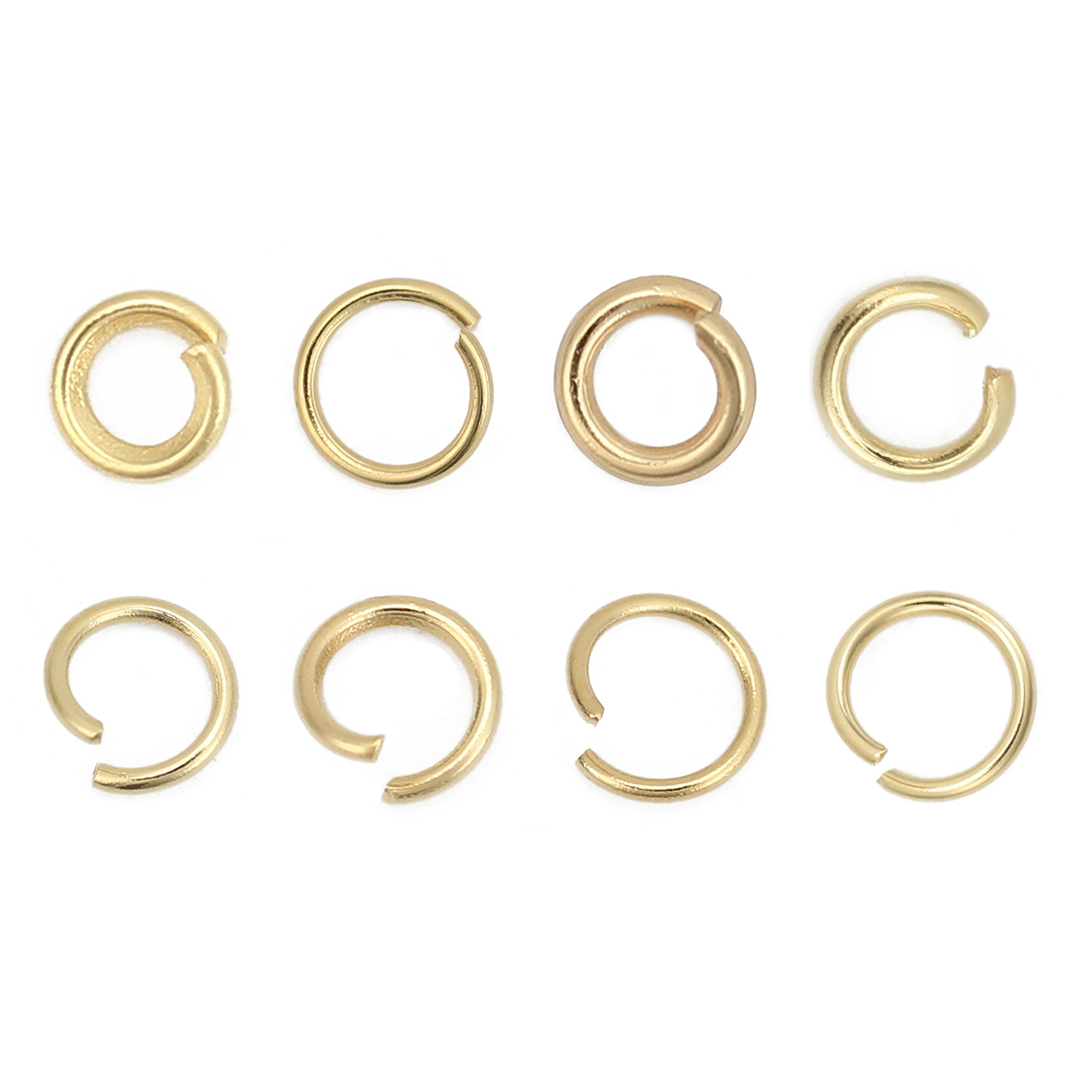 Picture of 200 PCs 4mm Dia., 0.8mm(20 gauge) 304 Stainless Steel Open Jump Rings Findings For Jewelry Making Gold Plated Round