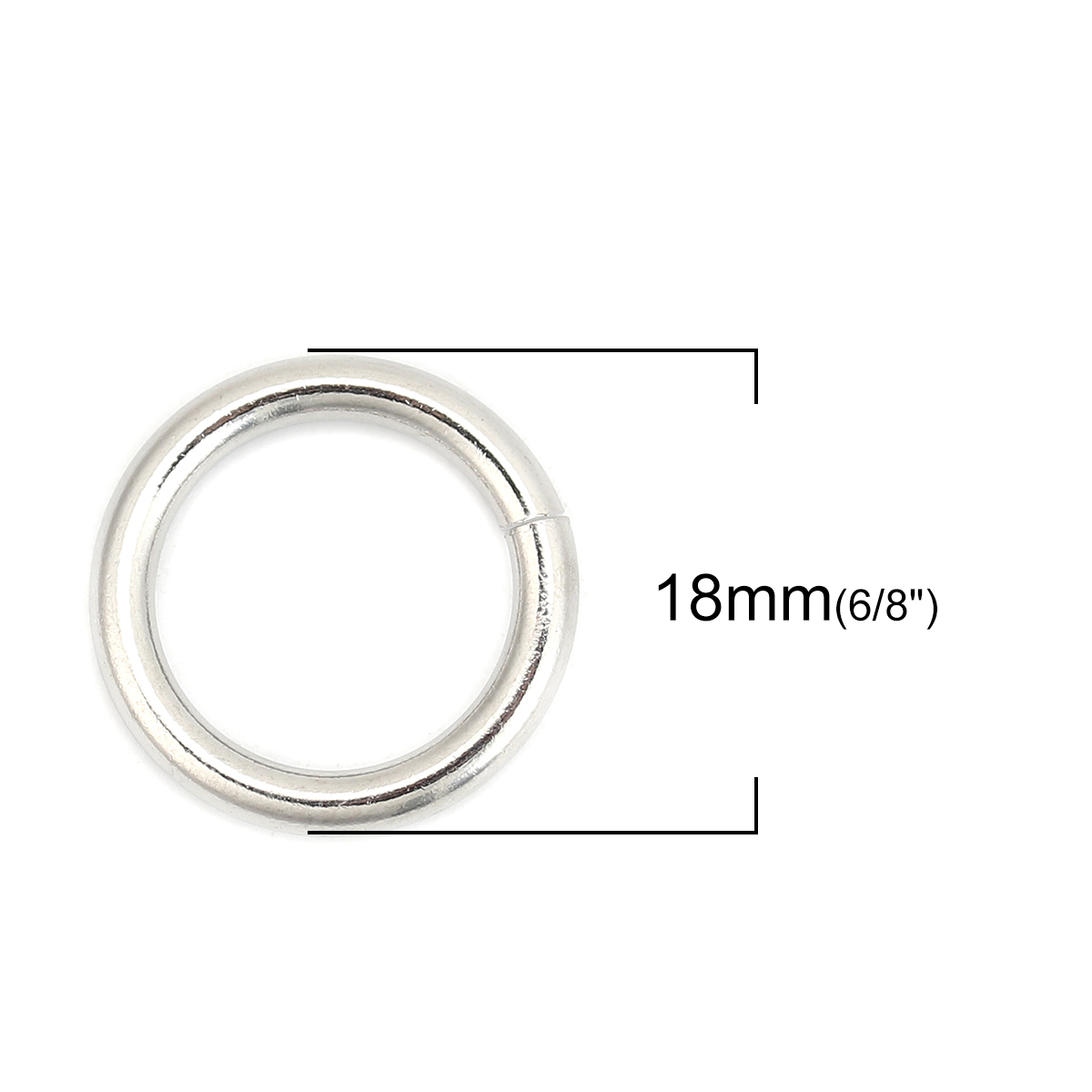 Picture of 20 PCs 18mm Dia., 2.5mm 304 Stainless Steel Open Jump Rings Findings For Jewelry Making Silver Tone Round