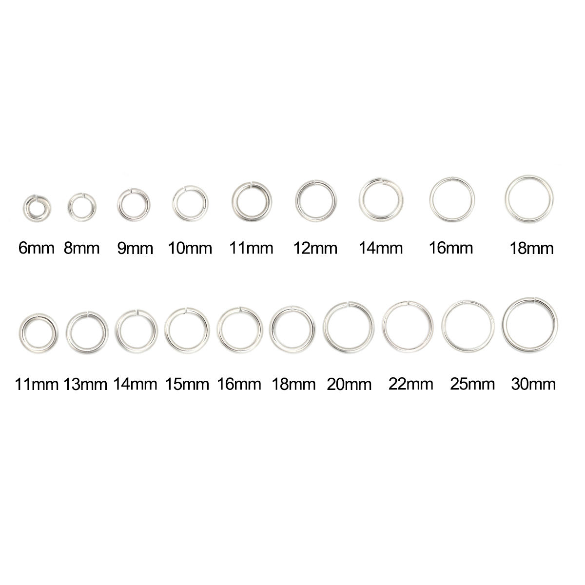 Picture of 20 PCs 18mm Dia., 2.5mm 304 Stainless Steel Open Jump Rings Findings For Jewelry Making Silver Tone Round