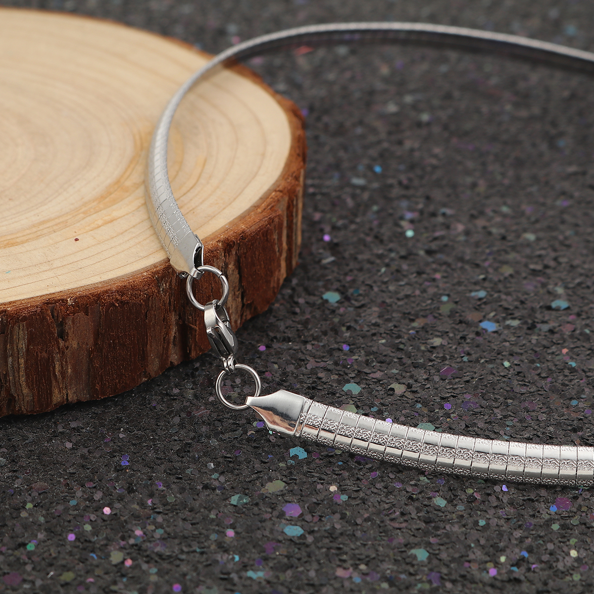 Изображение 304 Нержавеющая Сталь Ожерелье-чокер Серебряный Тон 45.3см Длина, 1 ШТ