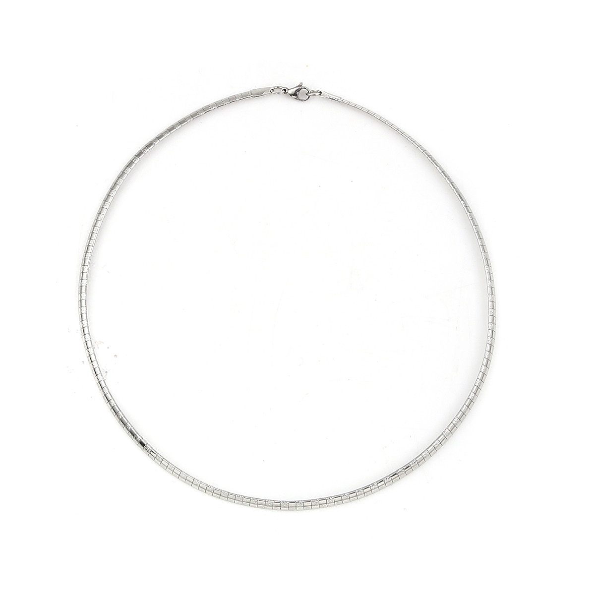 Picture of 304 Stainless Steel Collar Neck Ring Necklace Silver Tone 45.5cm(17 7/8") long, 1 Piece