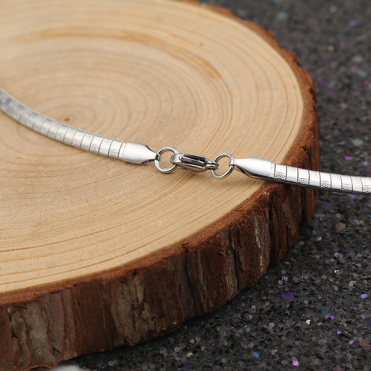 Picture of 304 Stainless Steel Collar Neck Ring Necklace Silver Tone 45.5cm(17 7/8") long, 1 Piece