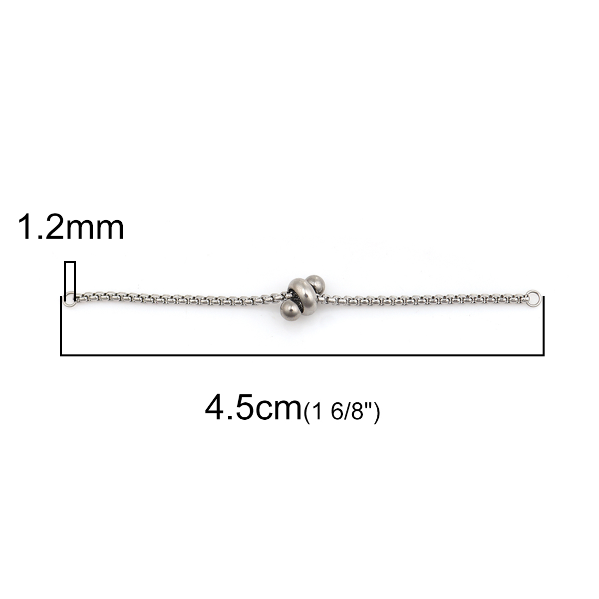 Picture of 304 Stainless Steel Adjustable Slider/ Slide Rings Silver Tone W/ Loop 4.5cm(1 6/8") long, 1 Piece