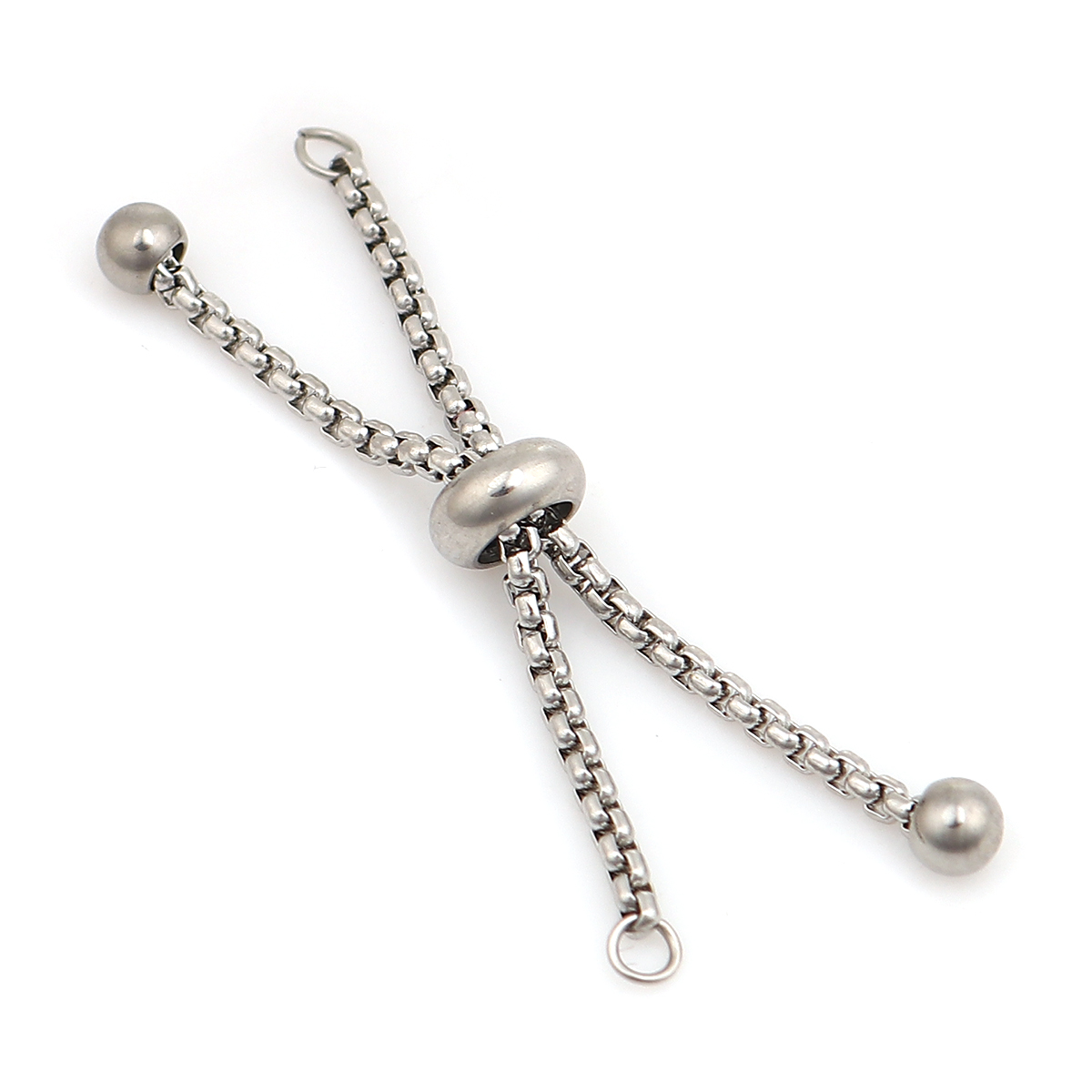 Picture of 304 Stainless Steel Adjustable Slider/ Slide Rings Silver Tone W/ Loop 4.5cm(1 6/8") long, 1 Piece