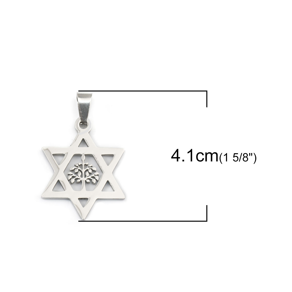 Picture of 316 Stainless Steel Pendants Star Of David Hexagram Silver Tone Tree 41mm x 26mm, 1 Piece