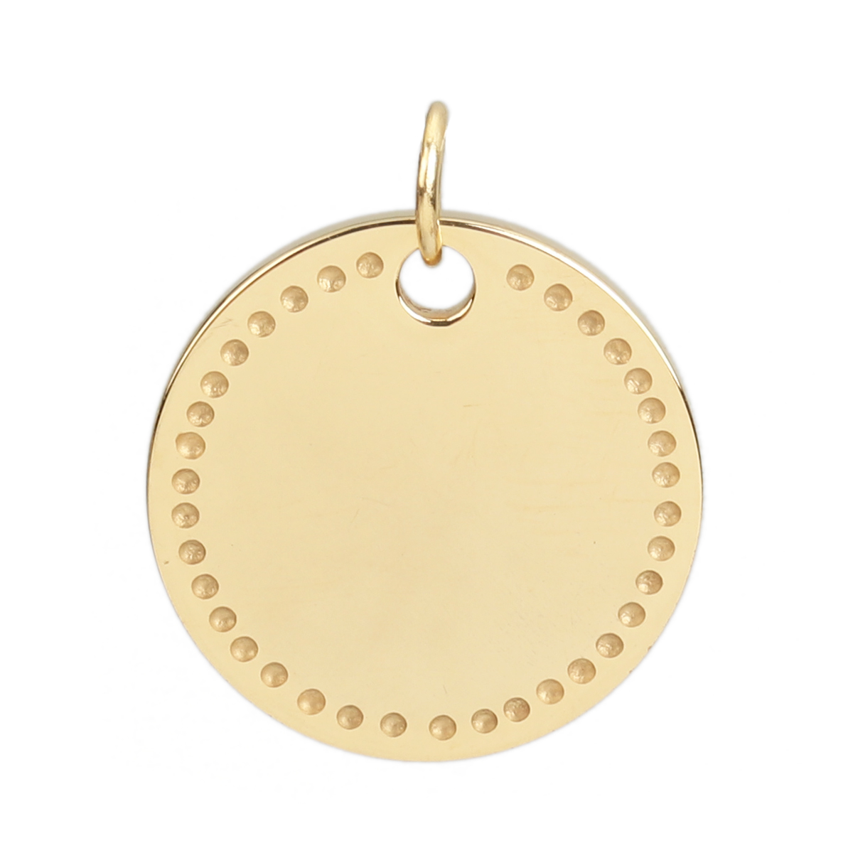 Picture of Stainless Steel Blank Stamping Tags Charms Round Disc Gold Plated Double-sided Polishing 24mm x 20mm, 2 PCs