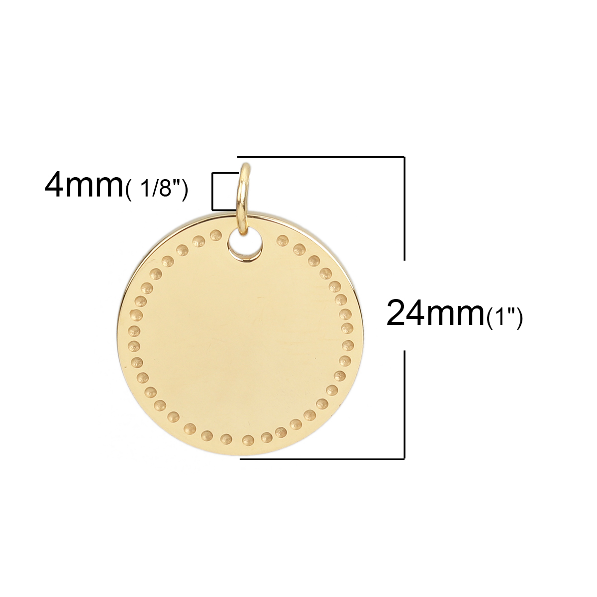 Picture of Stainless Steel Blank Stamping Tags Charms Round Disc Gold Plated Double-sided Polishing 24mm x 20mm, 2 PCs