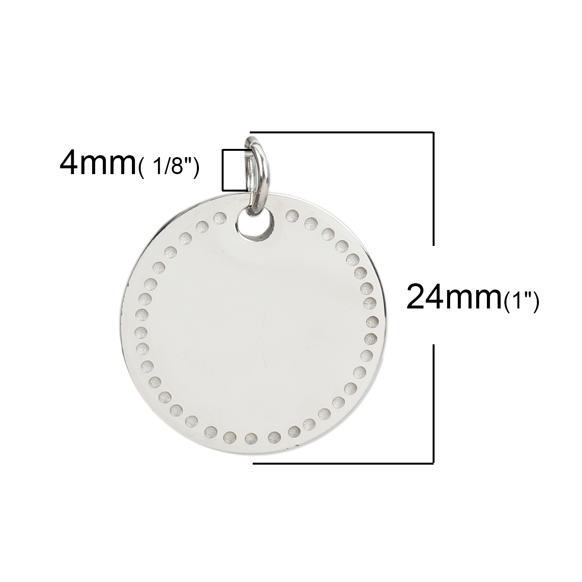 Bild von Edelstahl Leere Stempeletiketten Charms Rund Silberfarbe Doppelseitiges Polieren 24mm x 20mm, 2 Stück