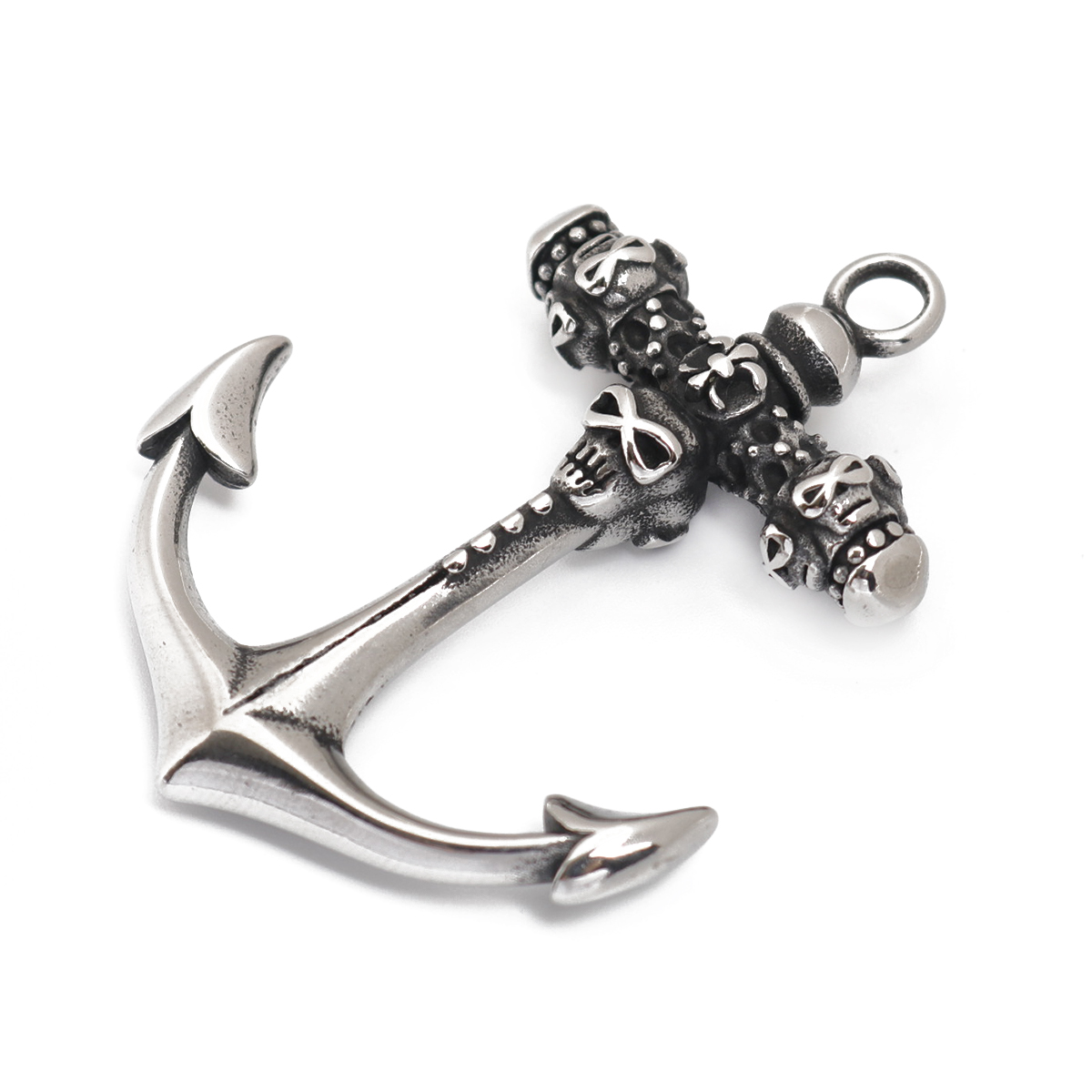 Bild von 304 Edelstahl Guss Anhänger Anker Antiksilber Skelett 48mm x 37mm, 1 Stück