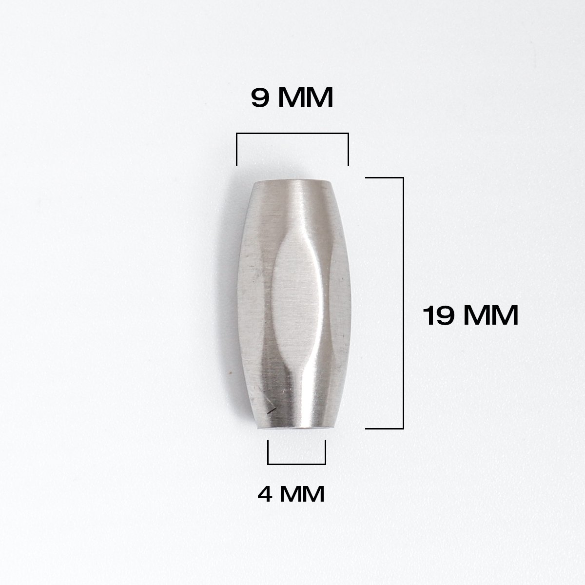 Picture of 304 Stainless Steel Magnetic Clasps Barrel Silver Tone Faceted Frosted 19mm x 9mm, 1 Piece