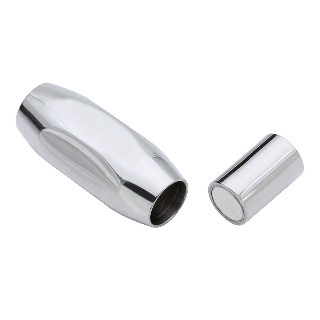 Picture of 304 Stainless Steel Magnetic Clasps Barrel Silver Tone Faceted Frosted 19mm x 9mm, 1 Piece