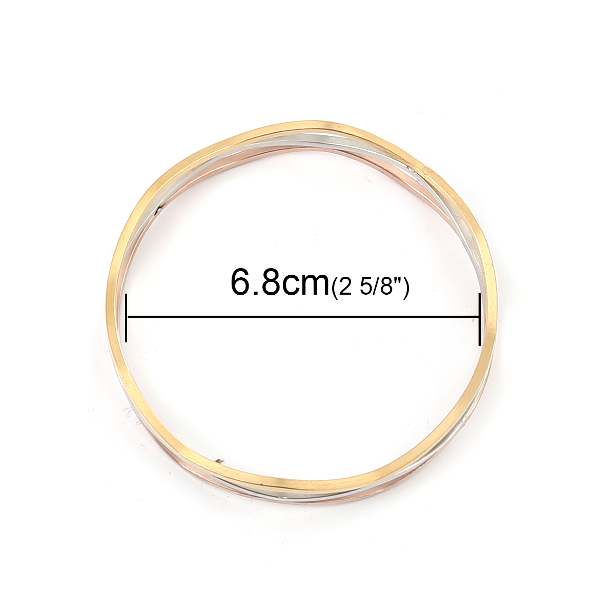 Picture of 304 Stainless Steel Stacking Bangles Bracelets Mixed Irregular Ripple 23cm(9") long - 22cm(8 5/8") long, 1 Set ( 3 PCs/Set)