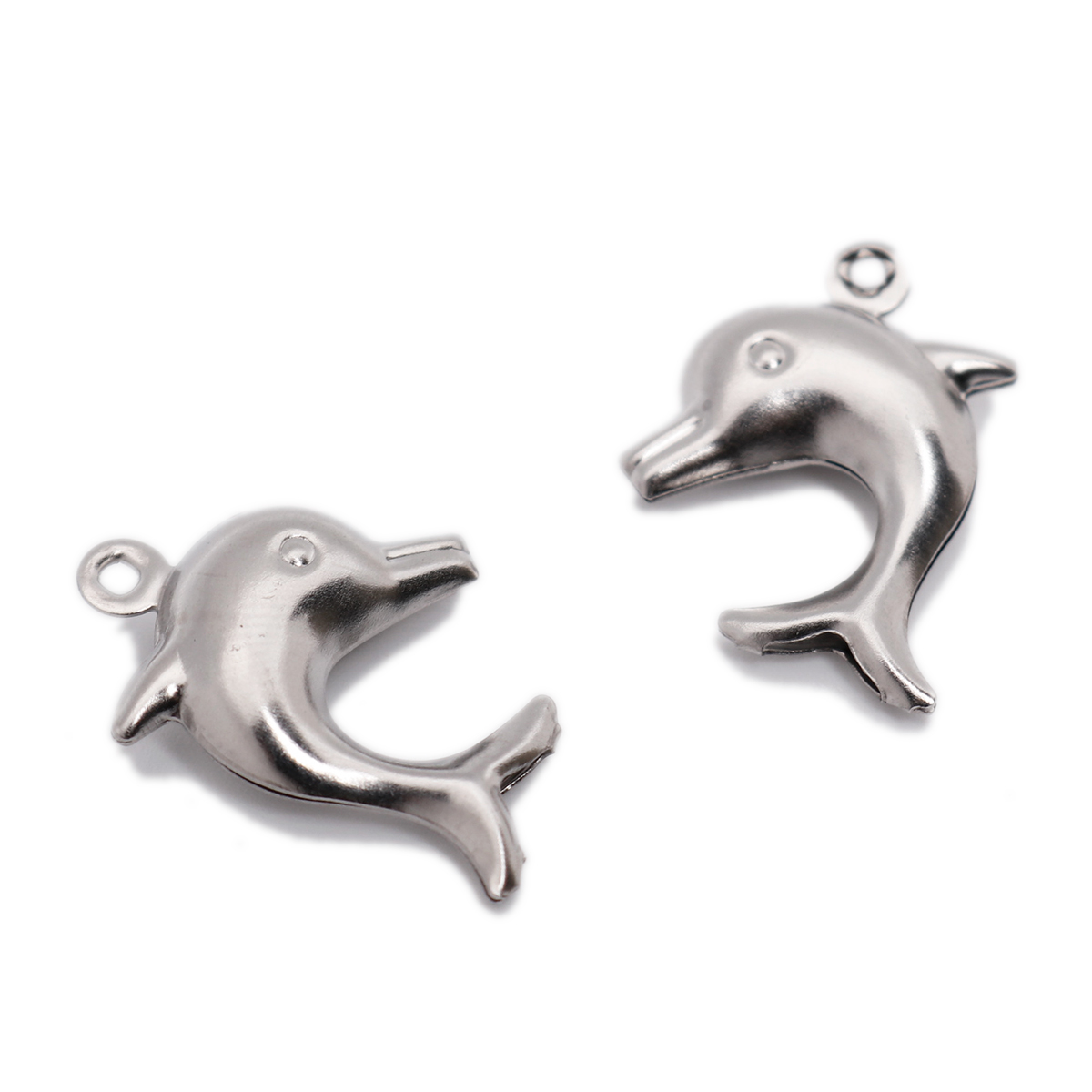 Immagine di 304 Acciaio Inossidabile Gioielli Oceanici Charms Delfino Tono Argento 19mm x 14mm, 10 Pz
