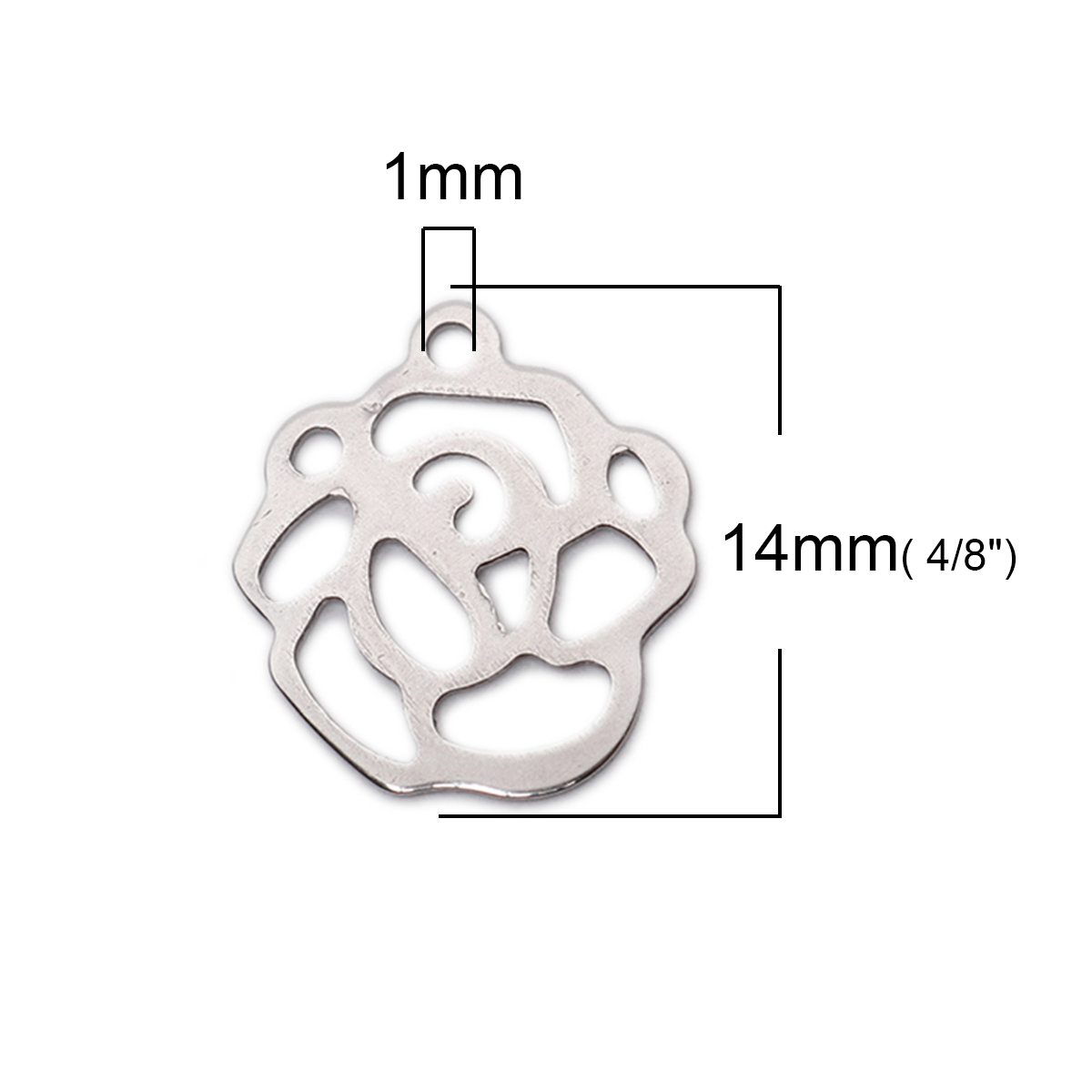 Picture of 304 Stainless Steel Chain Tail Extender Charms Irregular Silver Tone 14mm x 12mm, 10 PCs