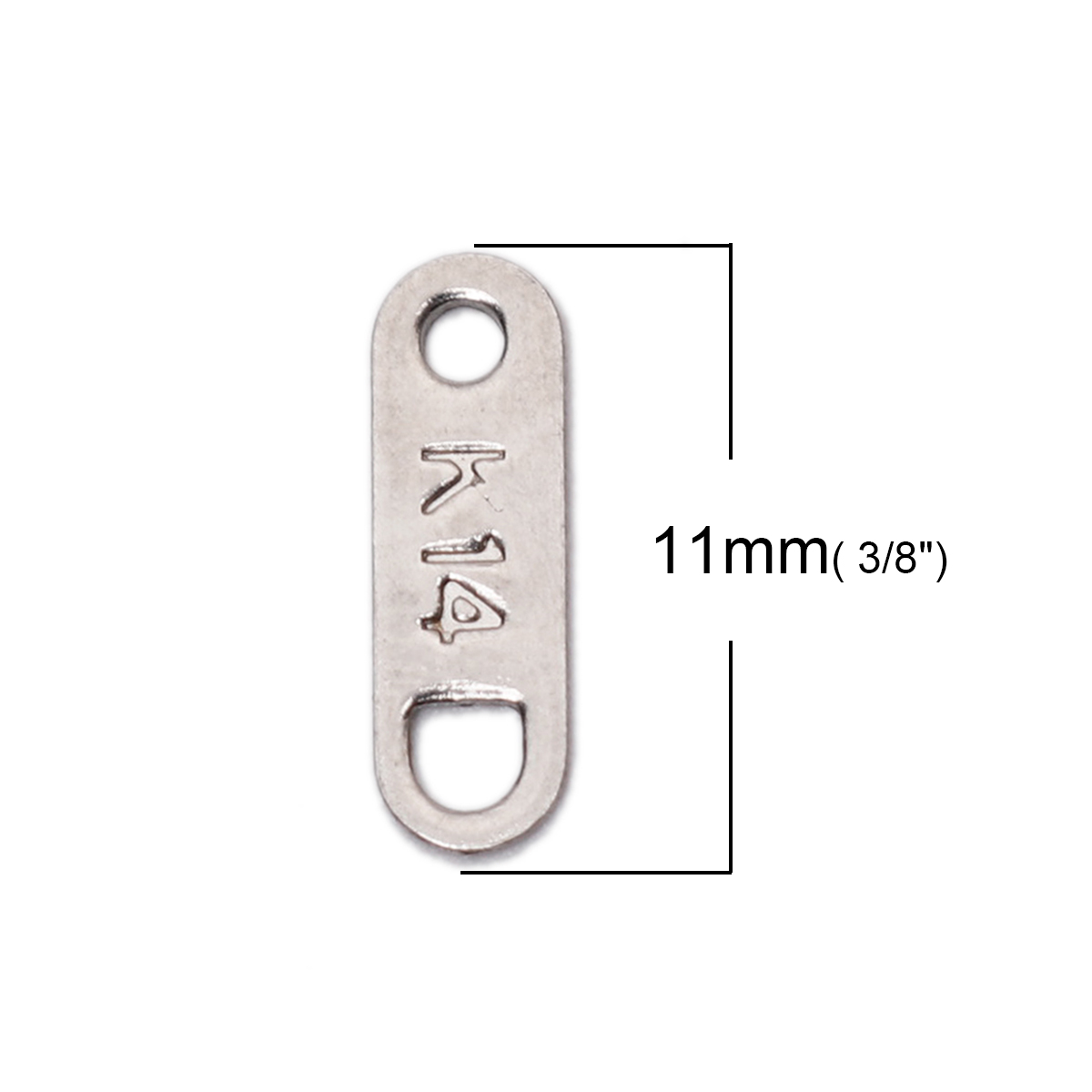 Picture of 304 Stainless Steel Chain Tail Extender Connectors For Jewelry Necklace Bracelet Silver Tone Oval Message 11mm x 3mm, 10 PCs