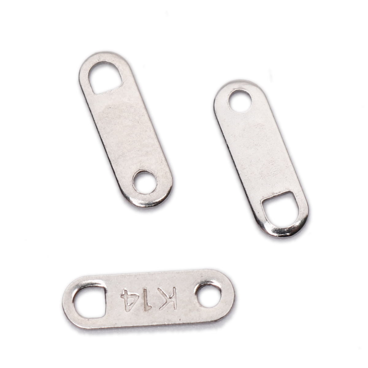 Picture of 304 Stainless Steel Chain Tail Extender Connectors For Jewelry Necklace Bracelet Silver Tone Oval Message 11mm x 3mm, 10 PCs