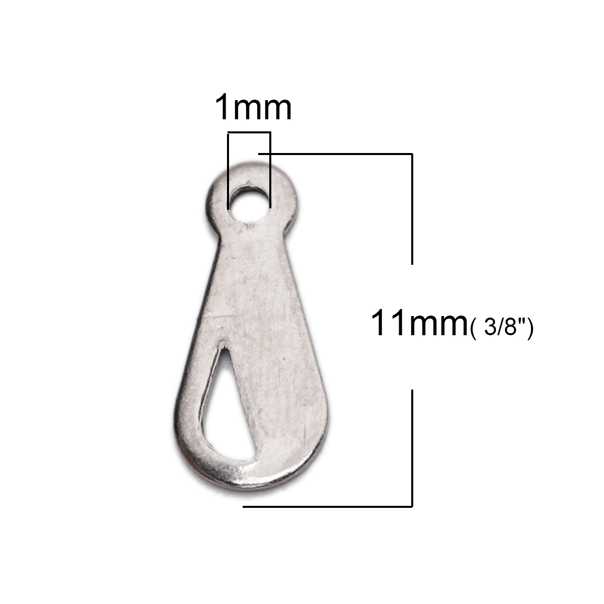 Picture of 304 Stainless Steel Chain Tail Extender Connectors For Jewelry Necklace Bracelet Silver Tone Drop Message 11mm x 5mm, 10 PCs