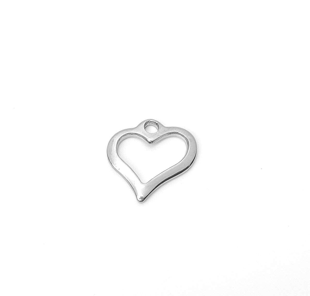 Bild von 304 Edelstahl Kettenverlängerung Charms Herz Silberfarbe Hohl 11mm x 11mm, 10 Stück