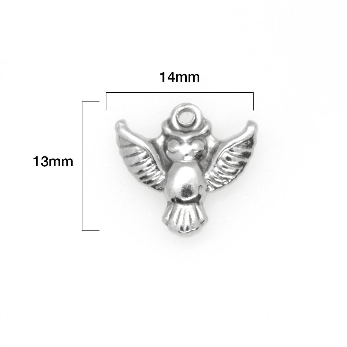 Picture of 304 Stainless Steel Halloween Charms Owl Animal Silver Tone 14mm x 13mm, 10 PCs