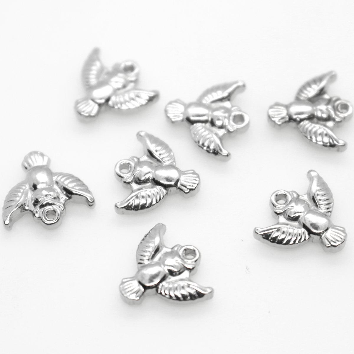 Picture of 304 Stainless Steel Halloween Charms Owl Animal Silver Tone 14mm x 13mm, 10 PCs