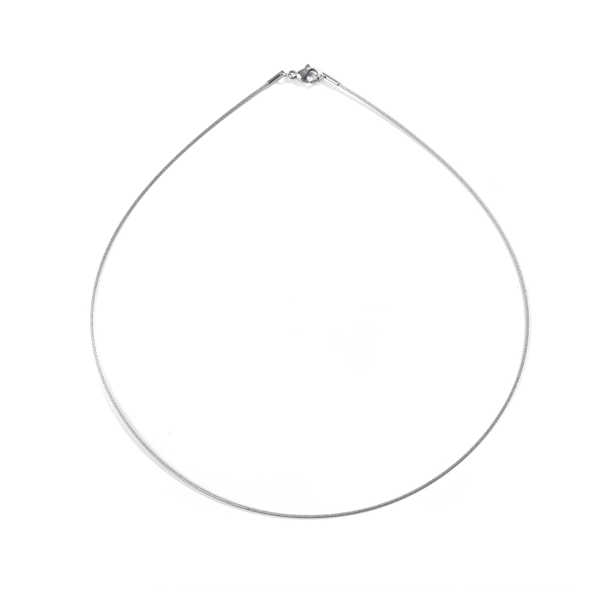 Picture of 304 Stainless Steel Simple Collar Neck Ring Necklace Silver Tone 45cm(17 6/8") long, 1 Piece