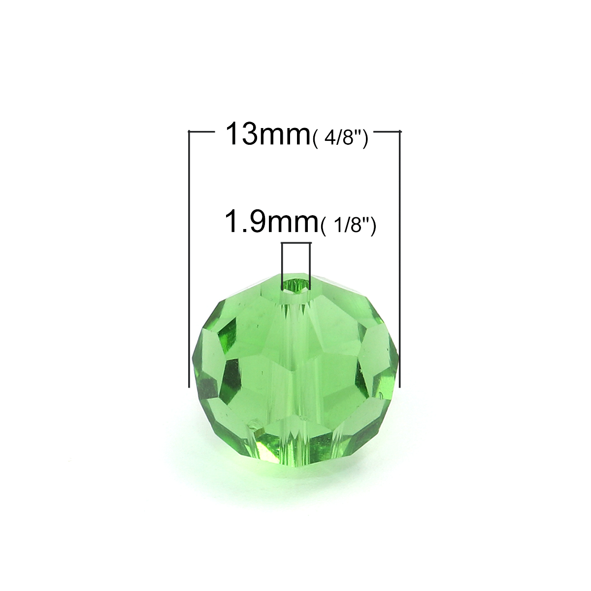 Immagine di Vetro Perline Tondo Verde Sezione Circa 13mm Dia, Foro: Circa 1.9mm, 10 Pz