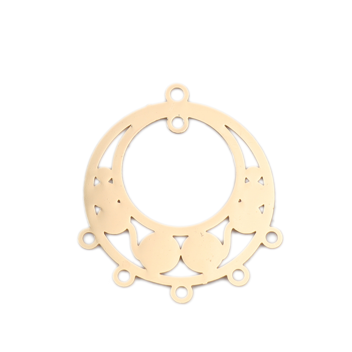 Image de Connecteurs Estampe en Filigrane en Laiton Rond Plaqué Or KC 24mm x 21mm, 10 Pcs